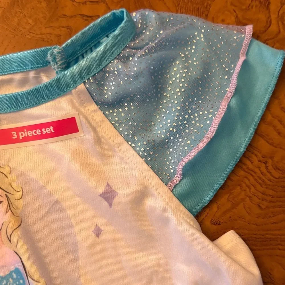 Disney Frozen Anna and Elsa Blue and Purple Pajama 3-Piece Set Size 3T